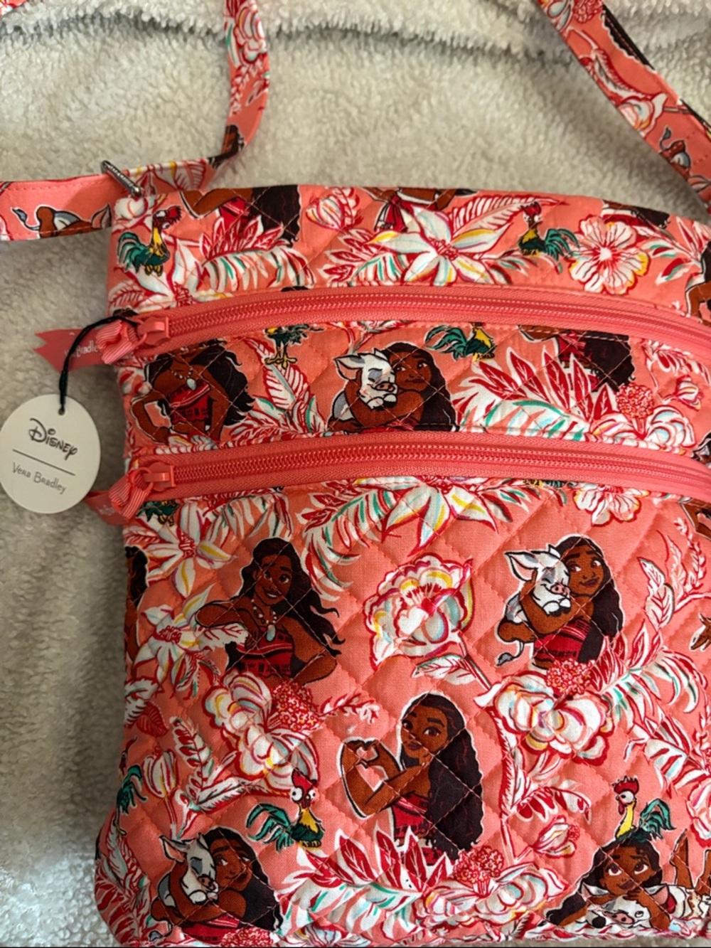 Disney Vera Bradley Coral Quilted Floral Crossbody Bag